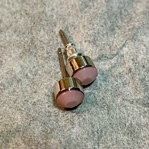 Elegant Vintage Pink Opal-Like Stud Earrings, Silver-Toned Minimalist Jewelry